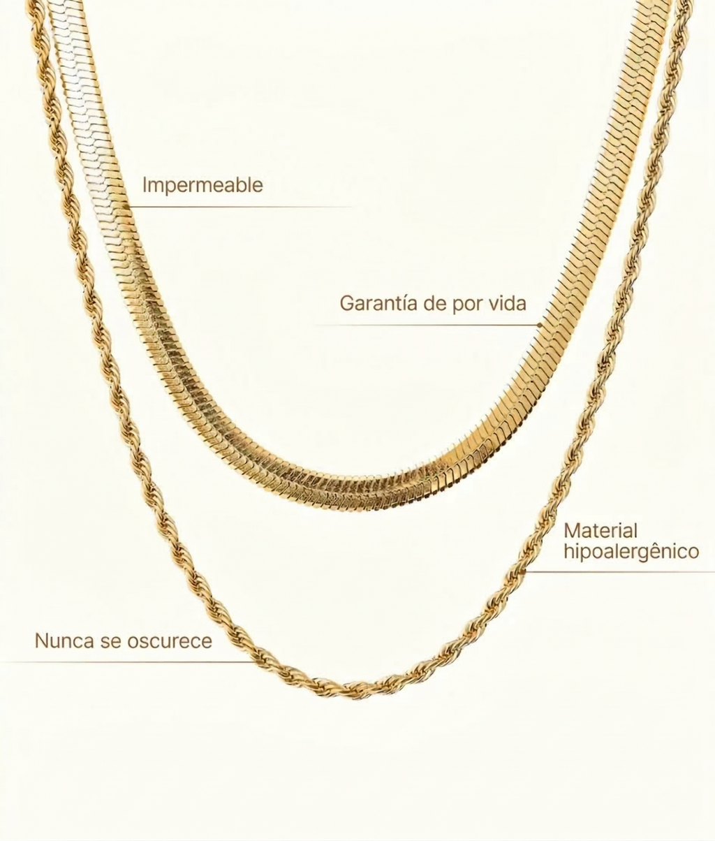 Malena | Set of 18k gold-plated necklaces