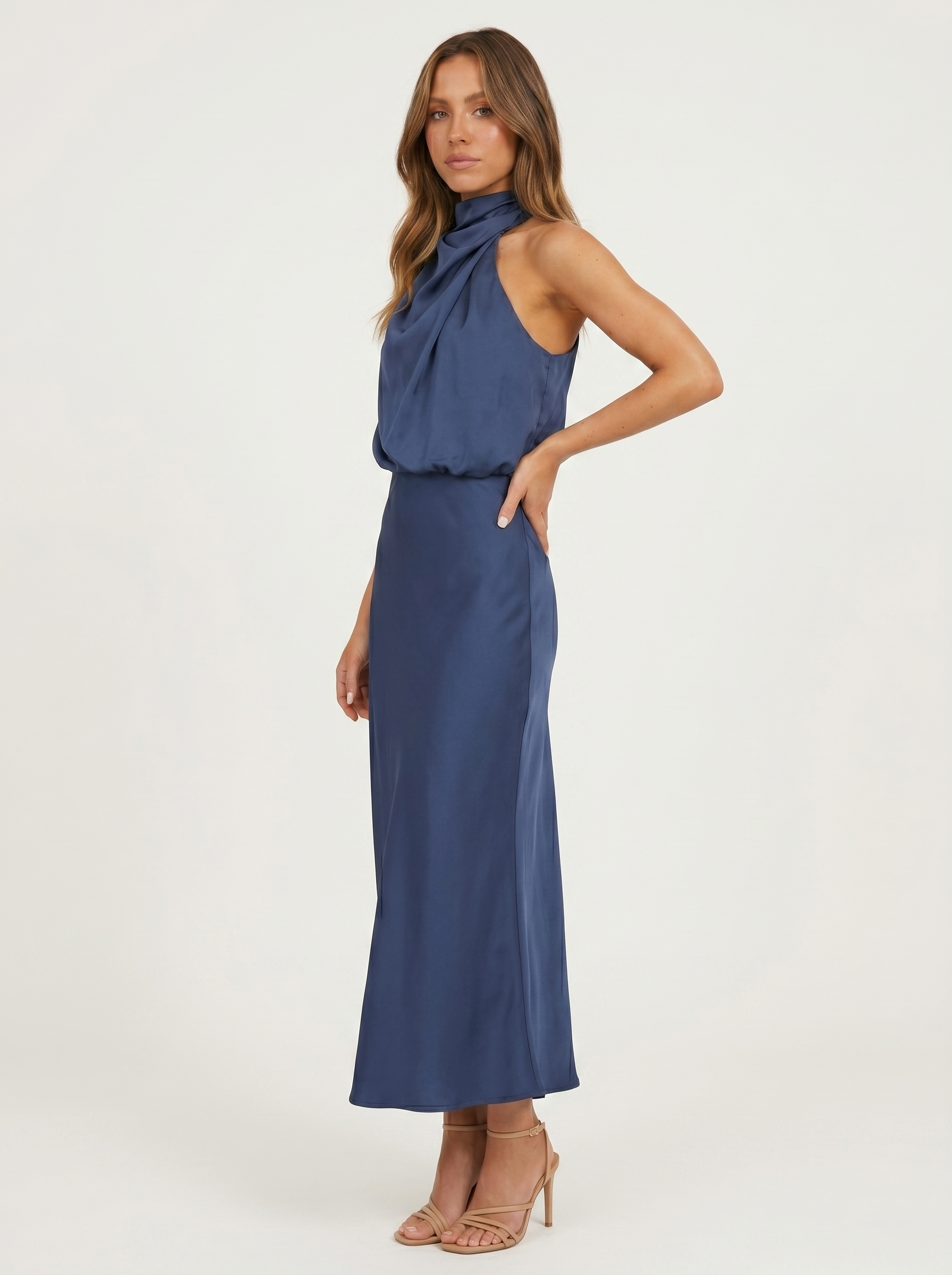 Carmina | Long halter neck dress