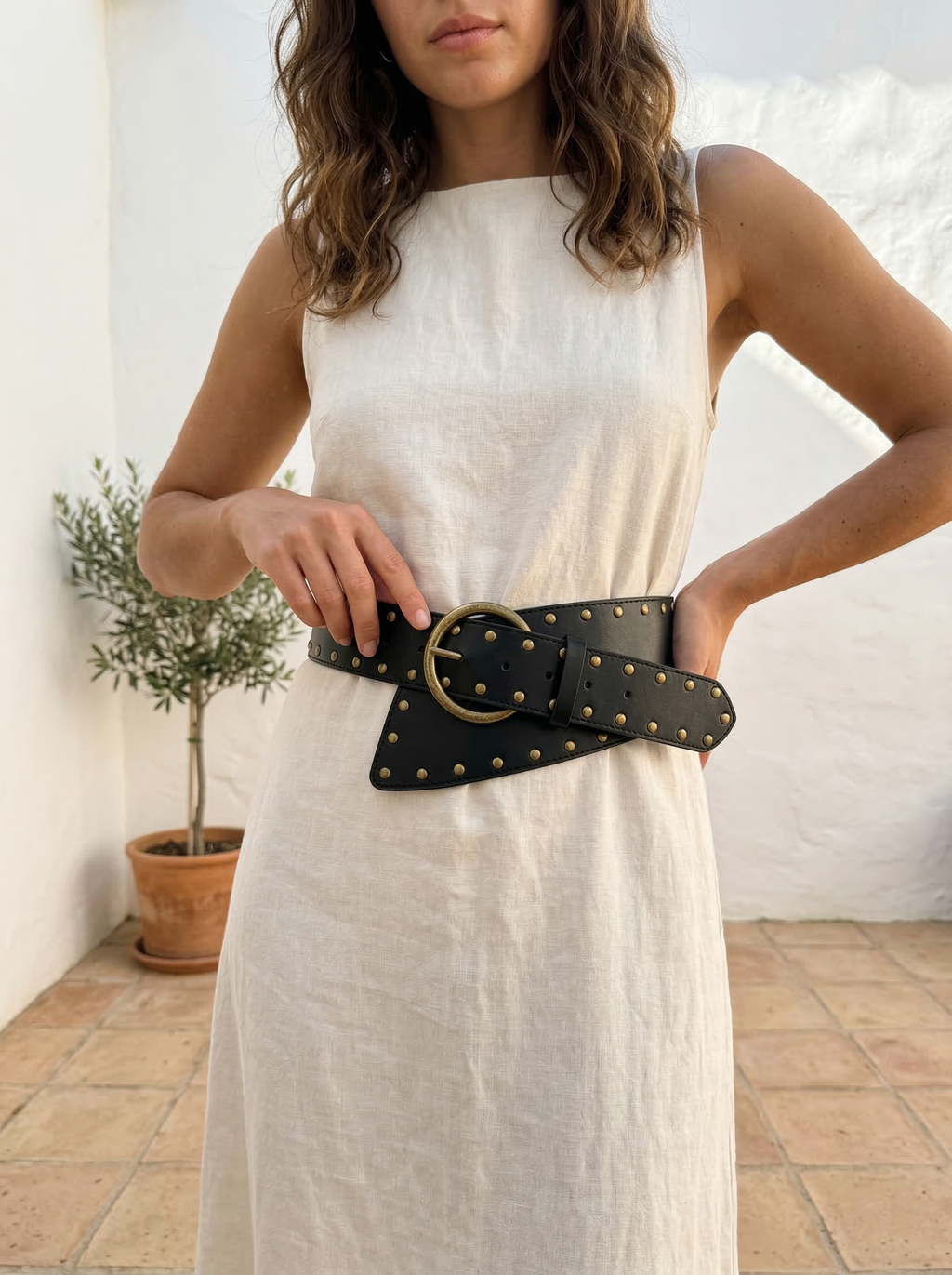 Roma | Asymmetric stud dress belt