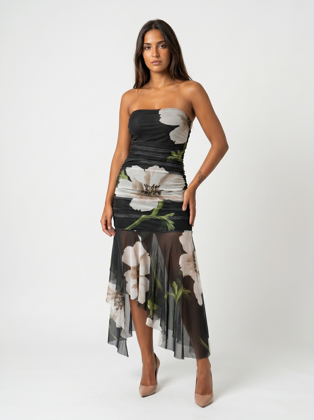 Helena | Black dress with floral print