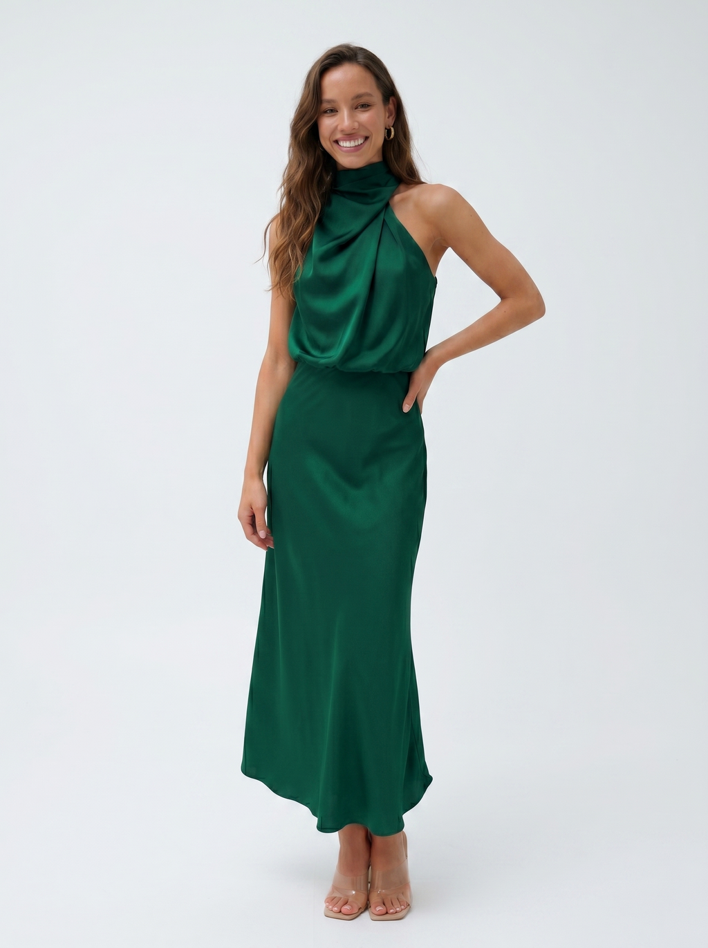Carmina | Long halter neck dress