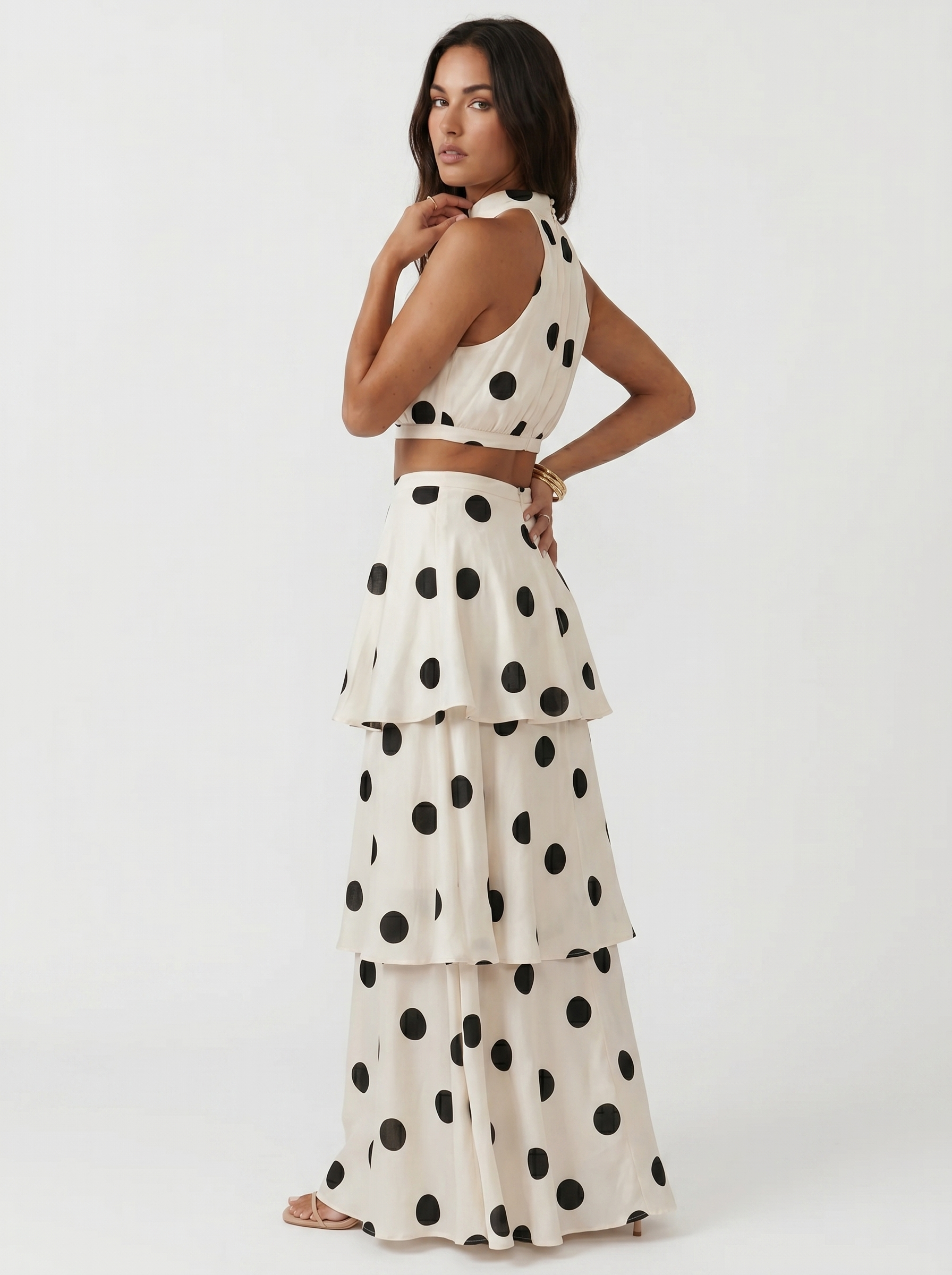 Lucía | Polka dot crop top and maxi skirt set