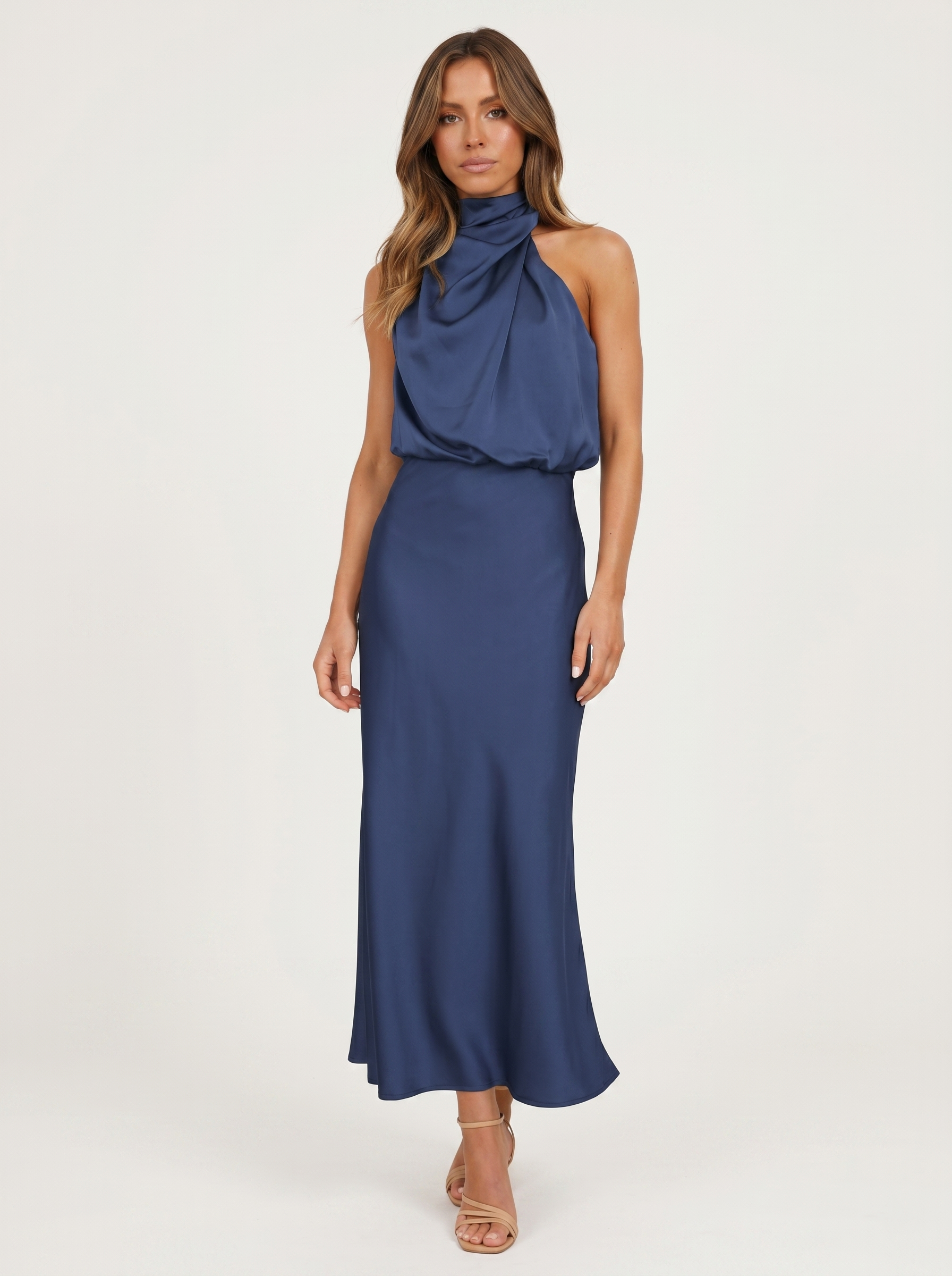 Carmina | Long halter neck dress