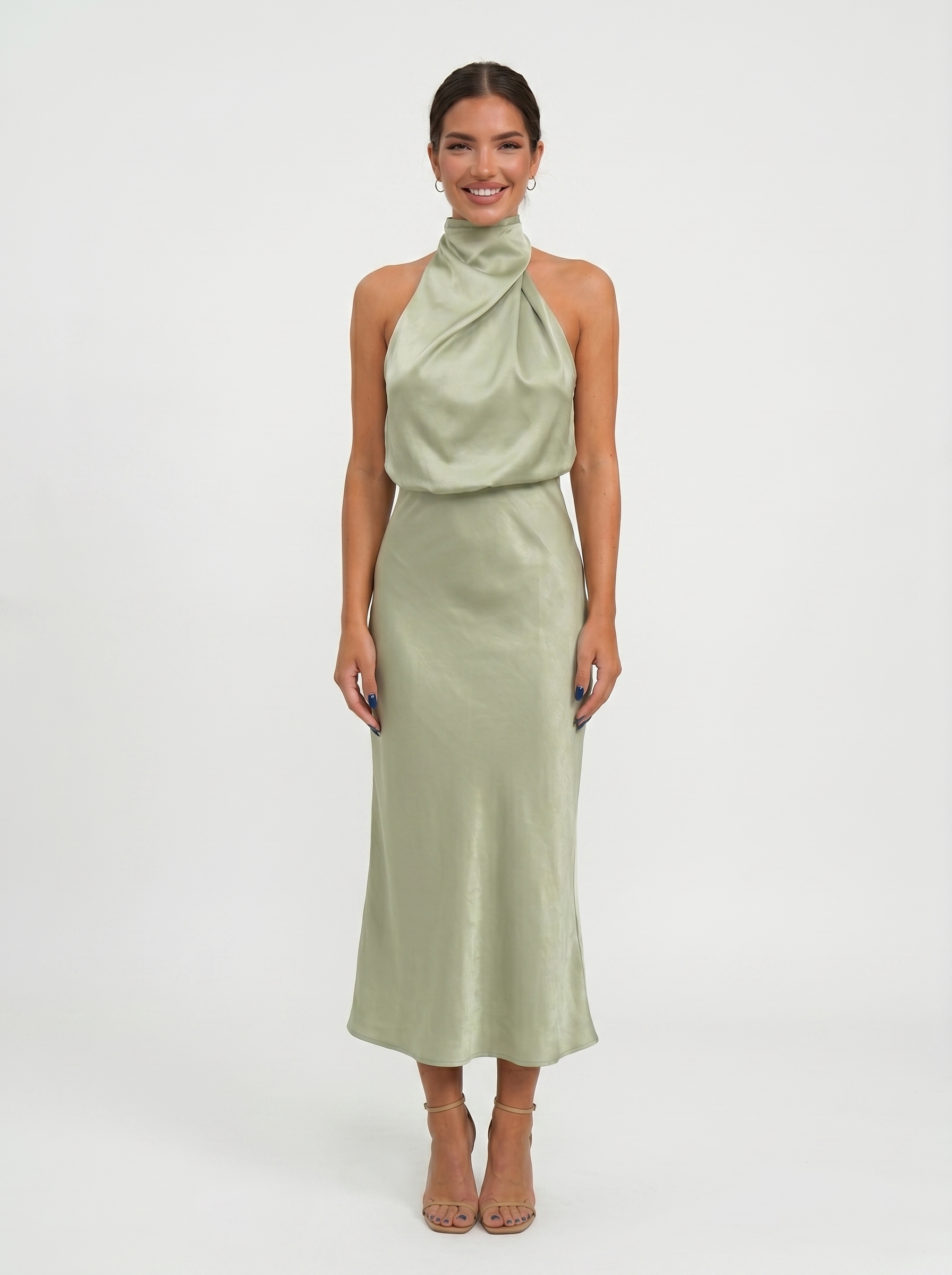 Carmina | Long halter neck dress