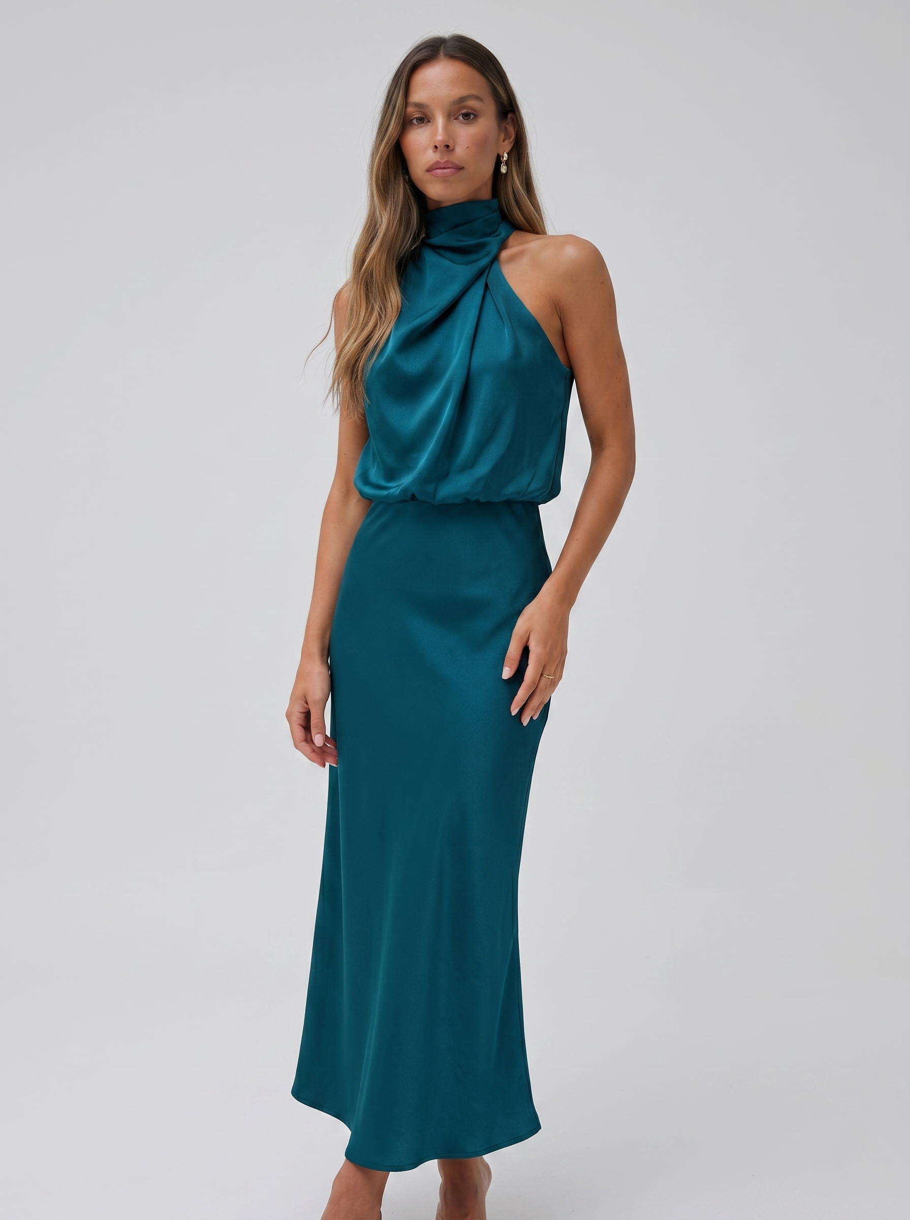 Carmina | Long halter neck dress