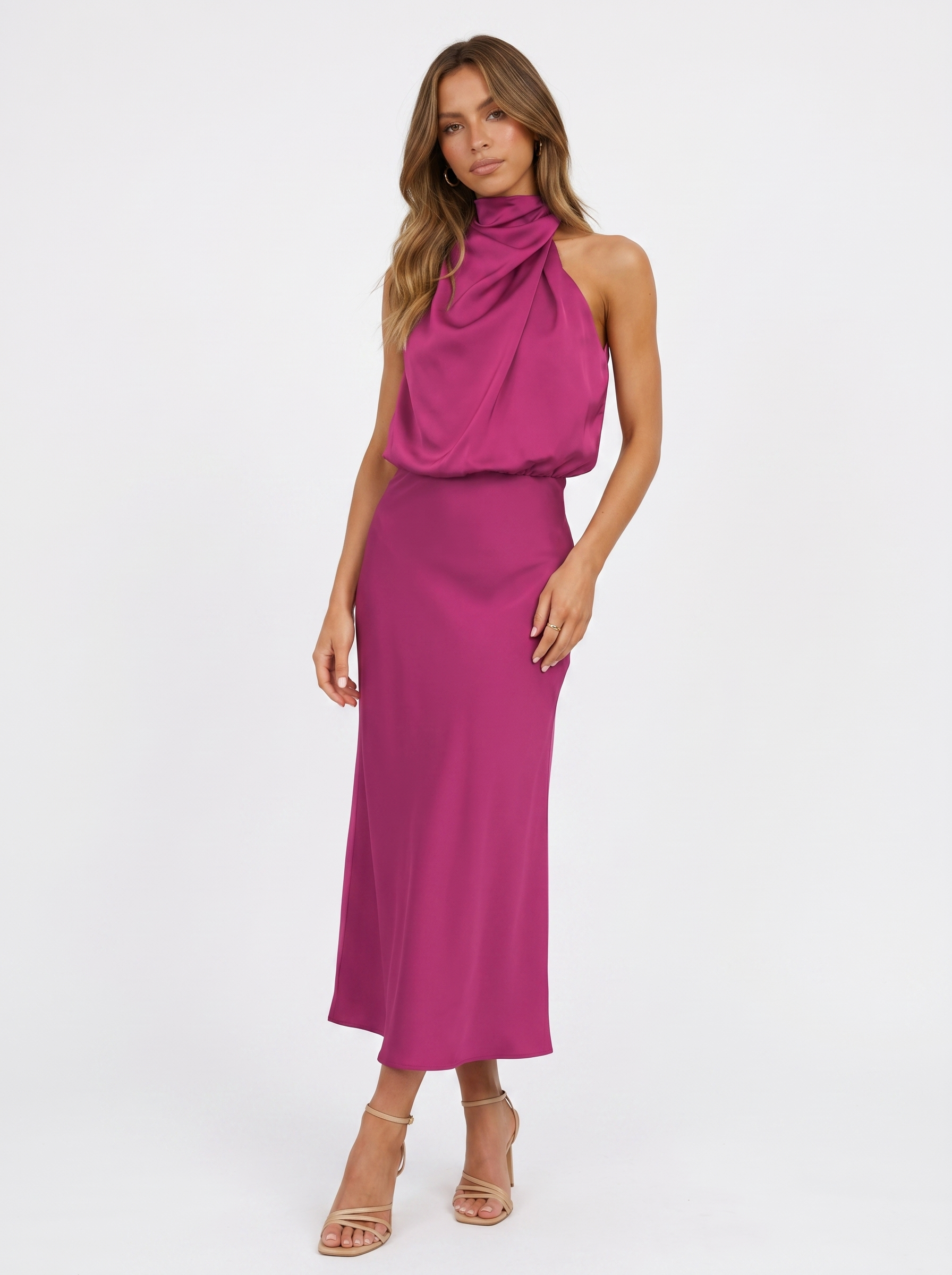 Carmina | Long halter neck dress