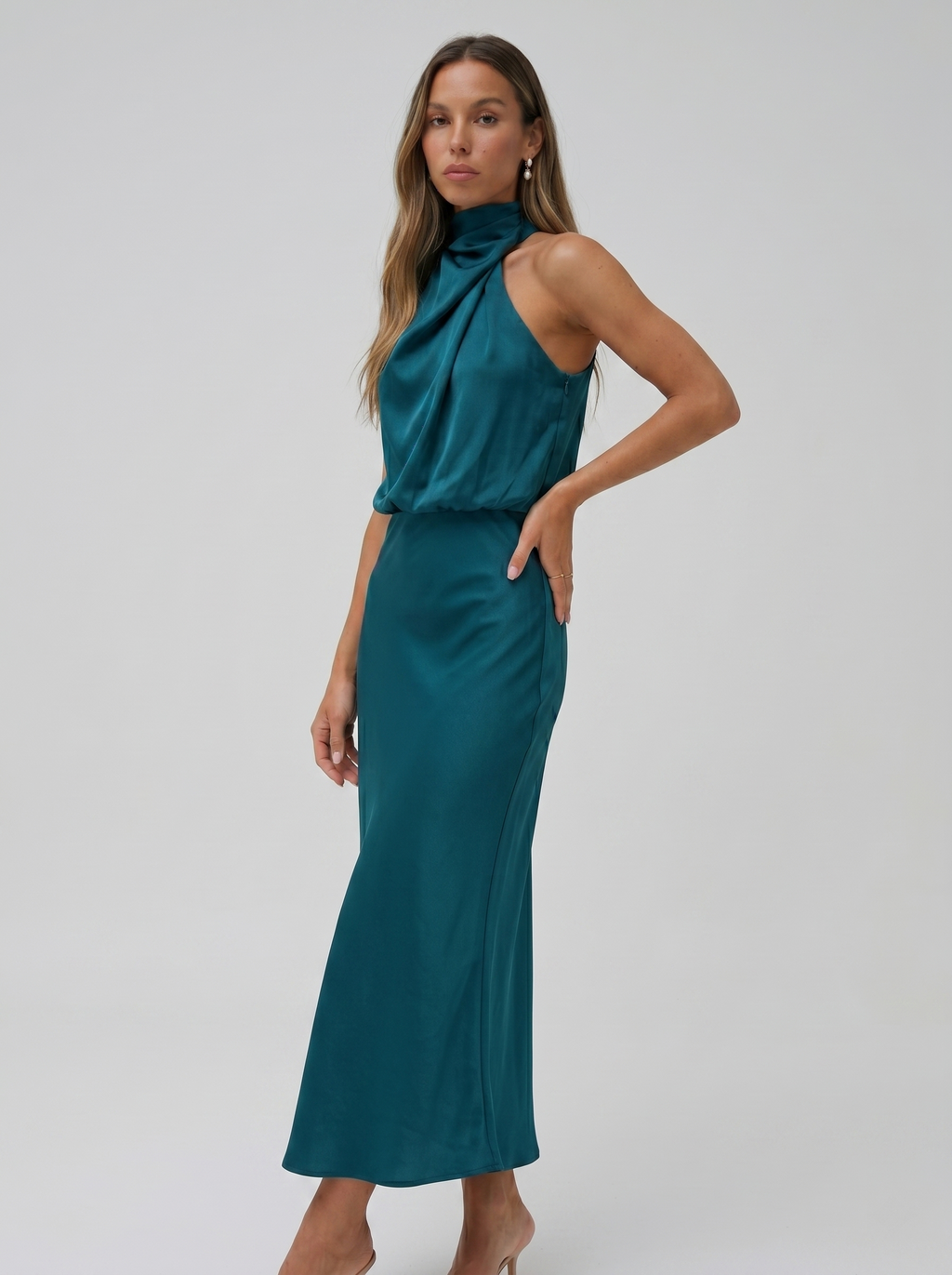Carmina | Long halter neck dress