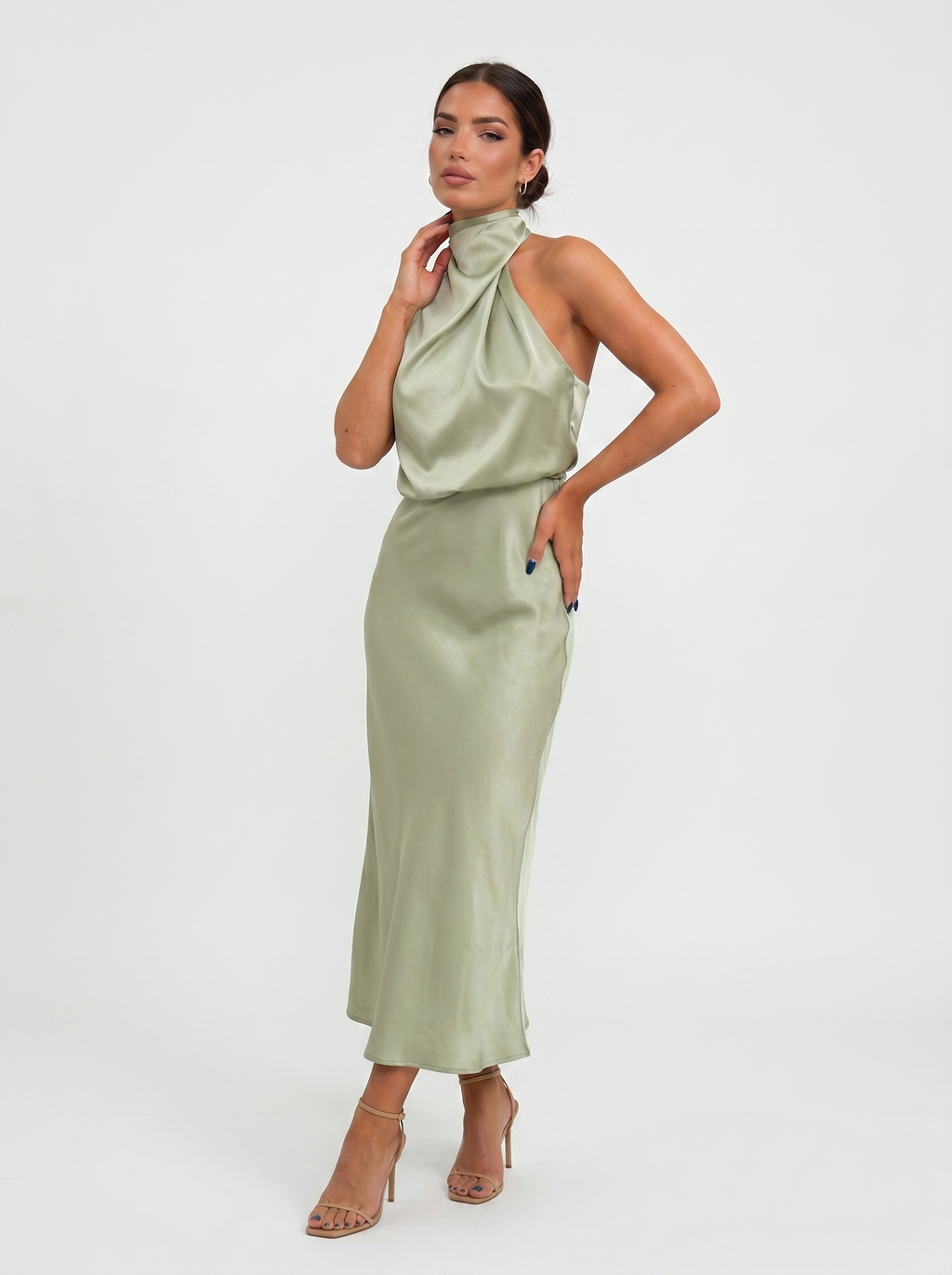 Carmina | Long halter neck dress