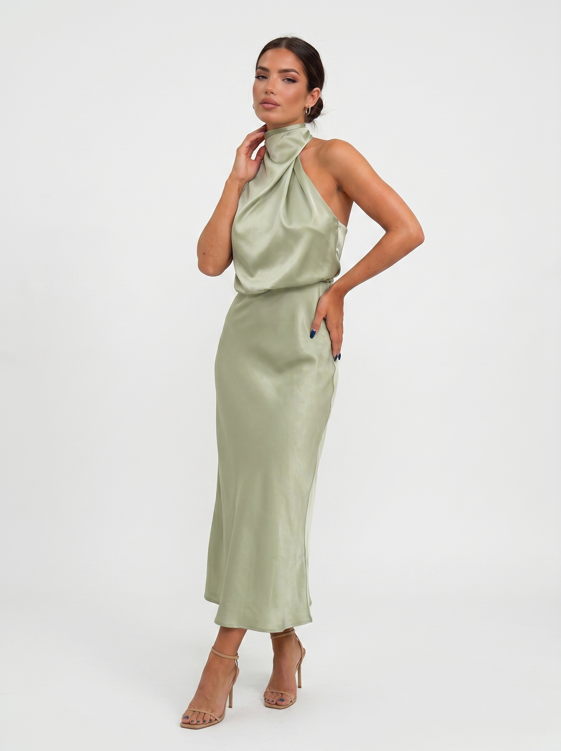 Carmina | Long halter neck dress