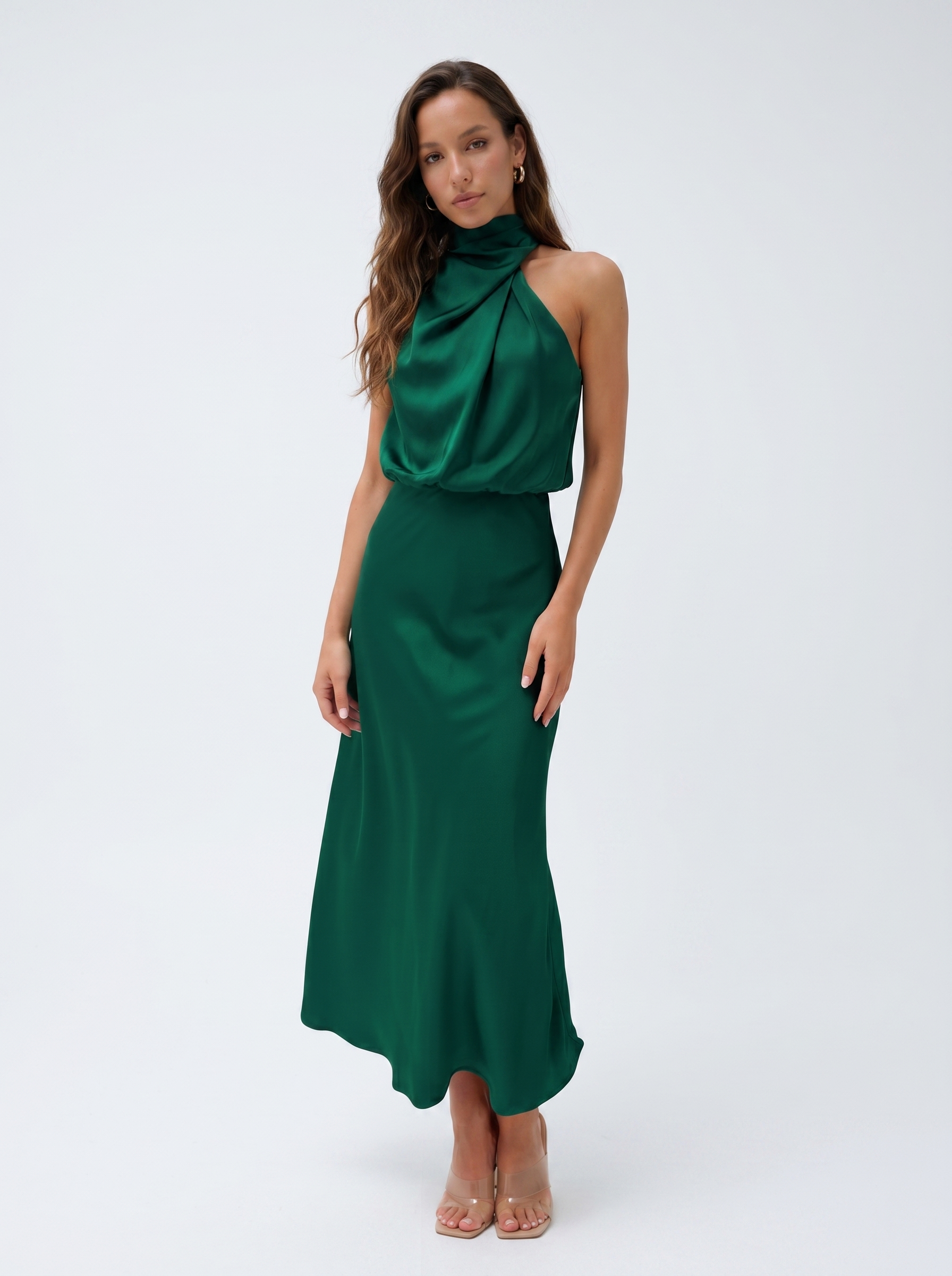 Carmina | Long halter neck dress