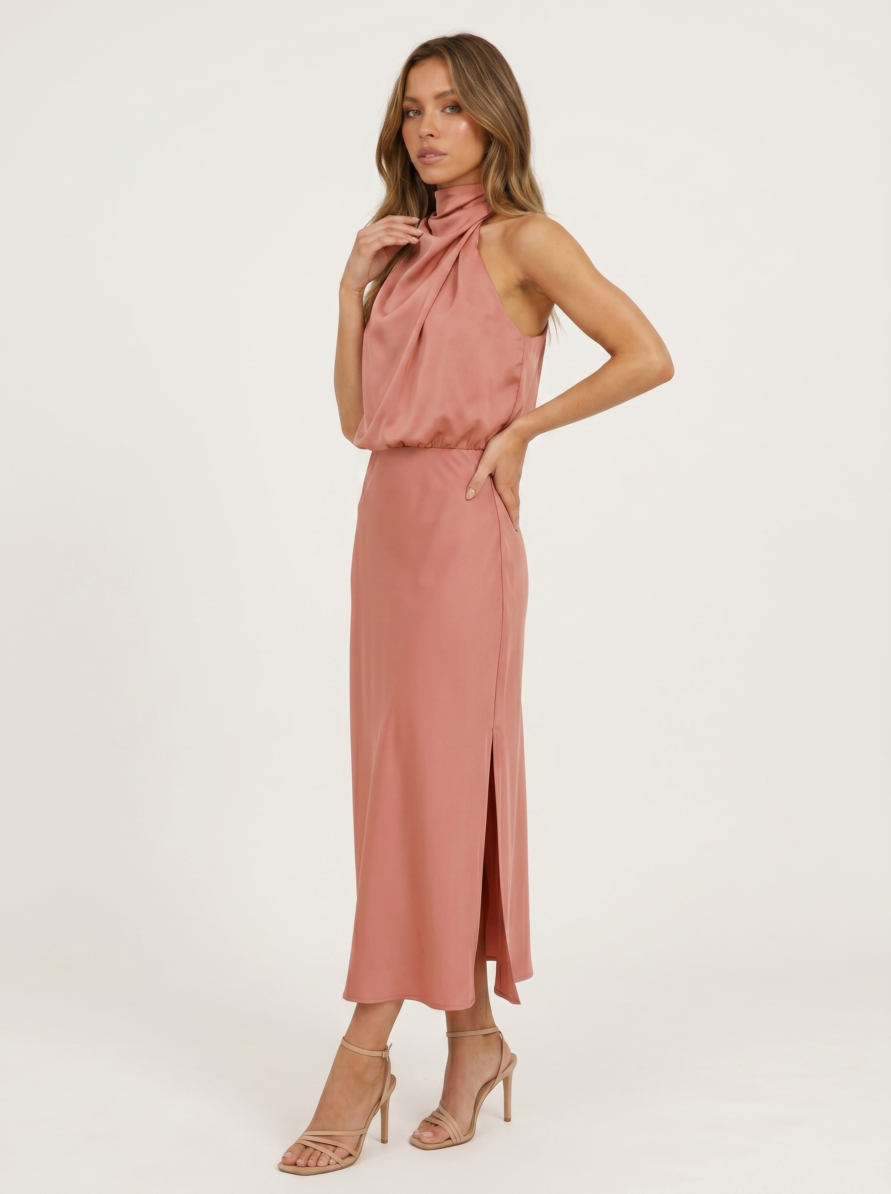 Carmina | Long halter neck dress