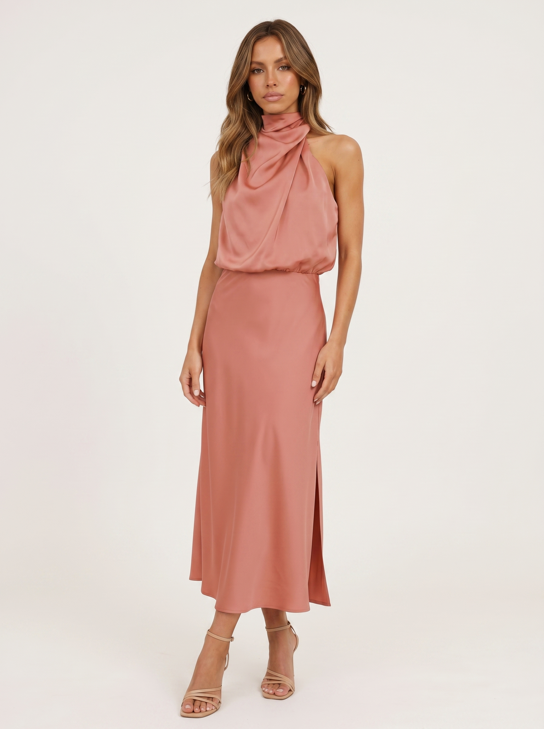 Carmina | Long halter neck dress