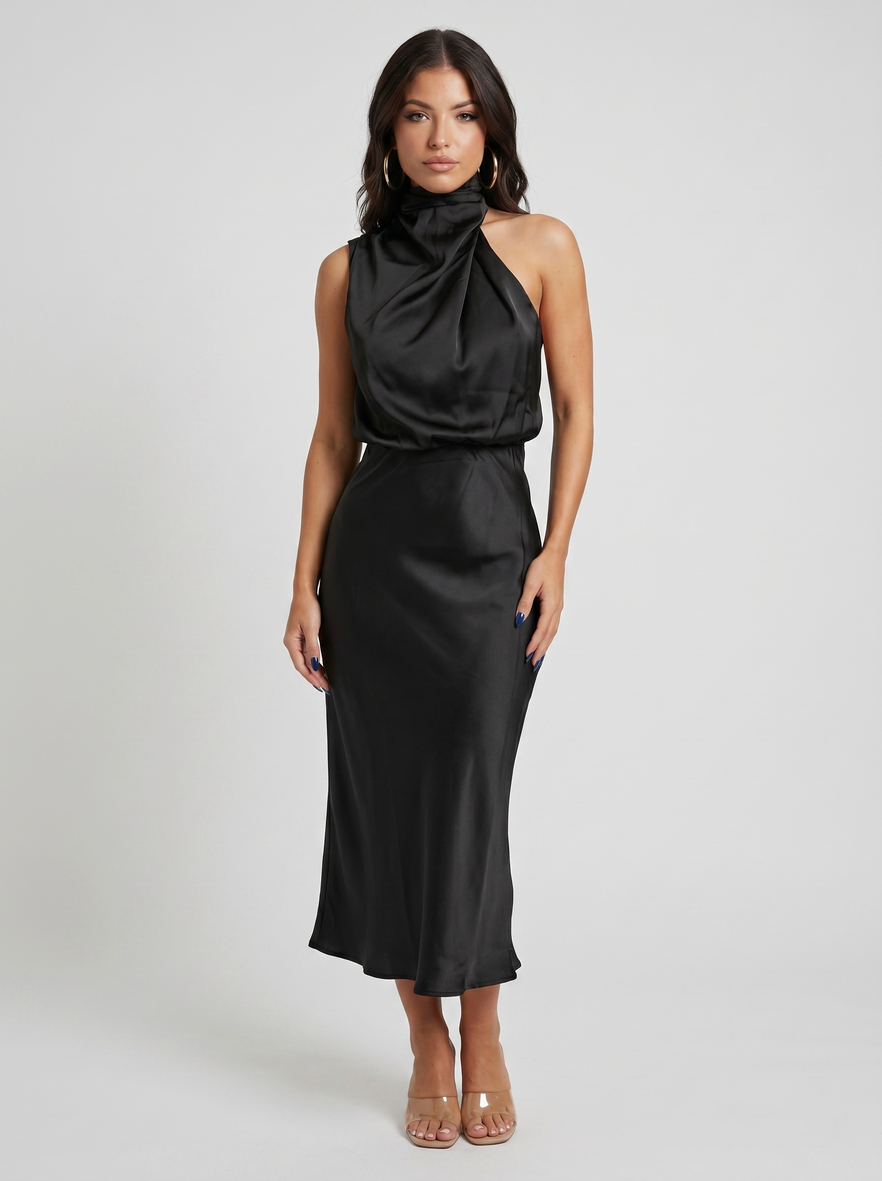 Carmina | Long halter neck dress
