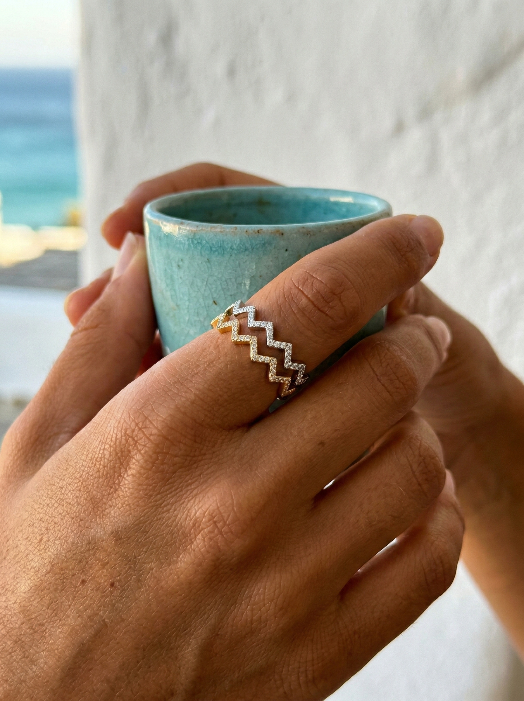 Martina Zigzag Gemstone Ring