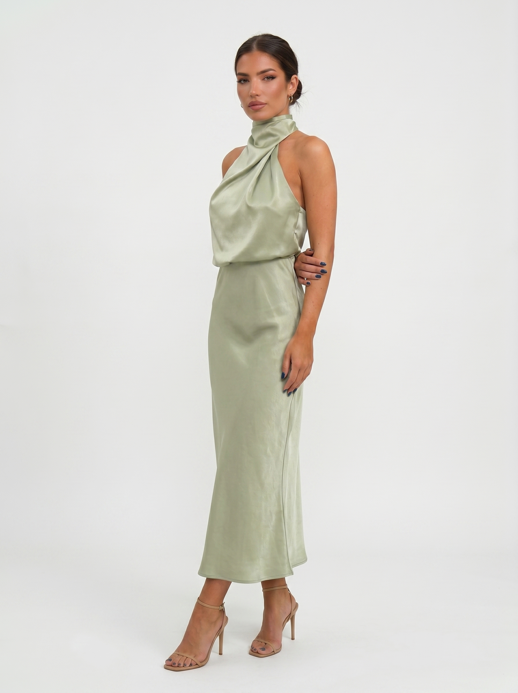 Carmina | Long halter neck dress