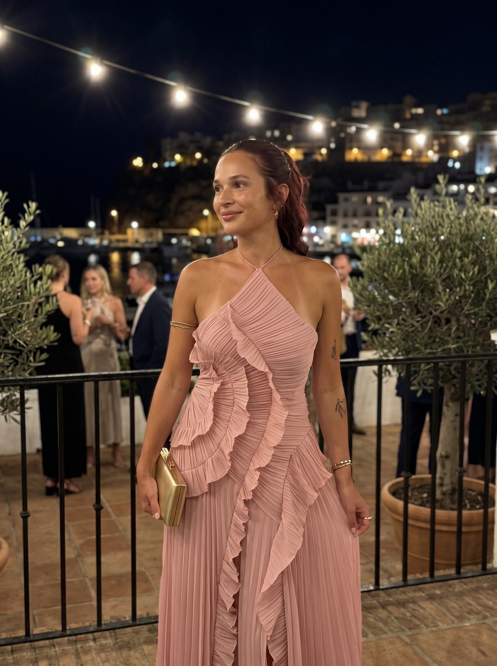 Ariadna | Pleated long dress with ruffles