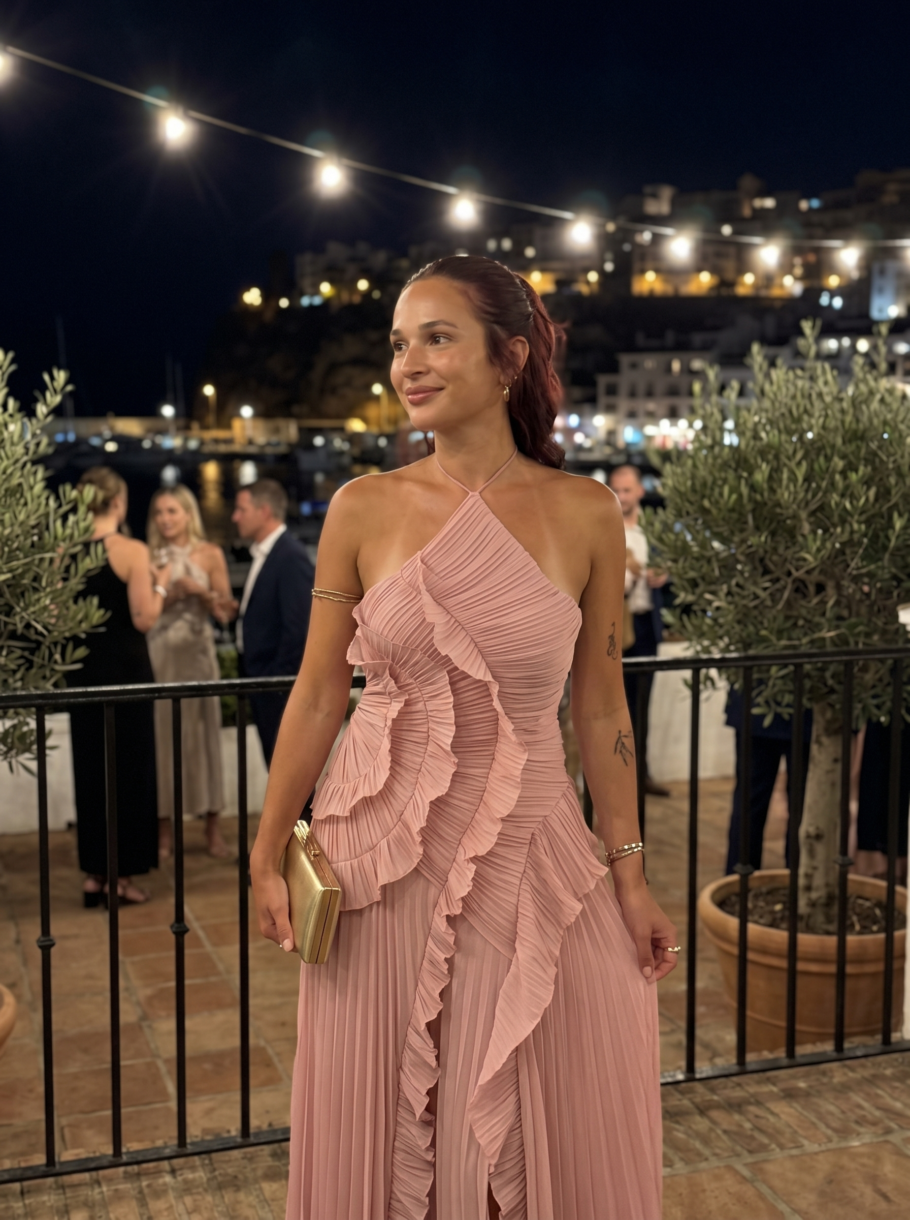 Ariadna | Pleated long dress with ruffles