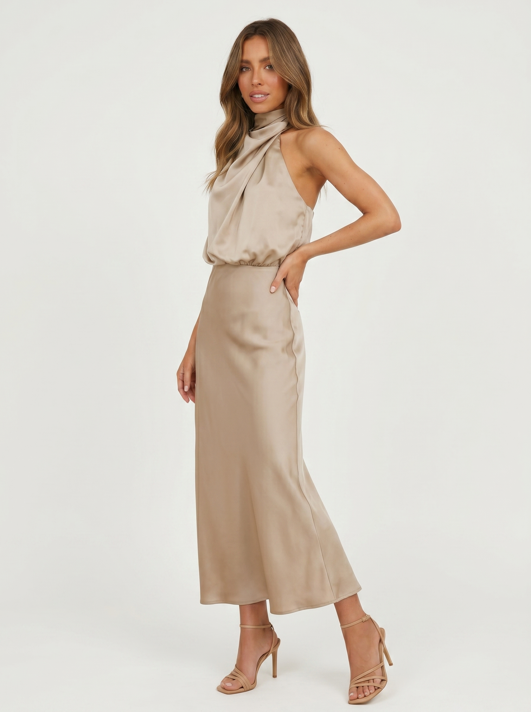 Carmina | Long halter neck dress