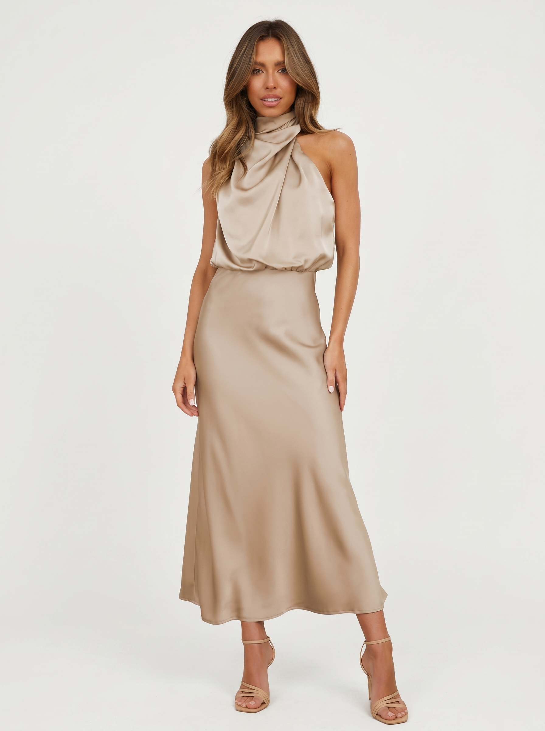Carmina | Long halter neck dress