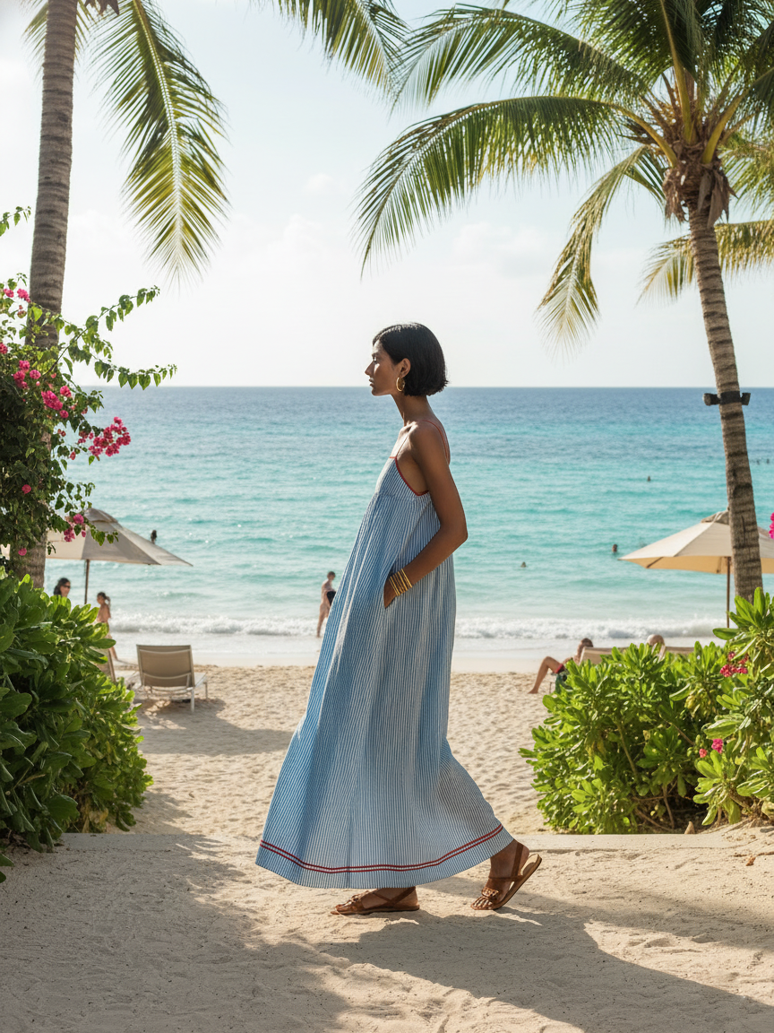 Minimalist striped maxi dress