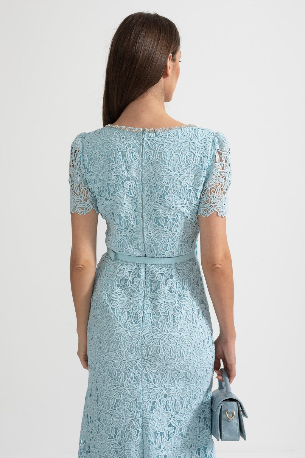 Azucena | Sky Blue Lace Midi Dress