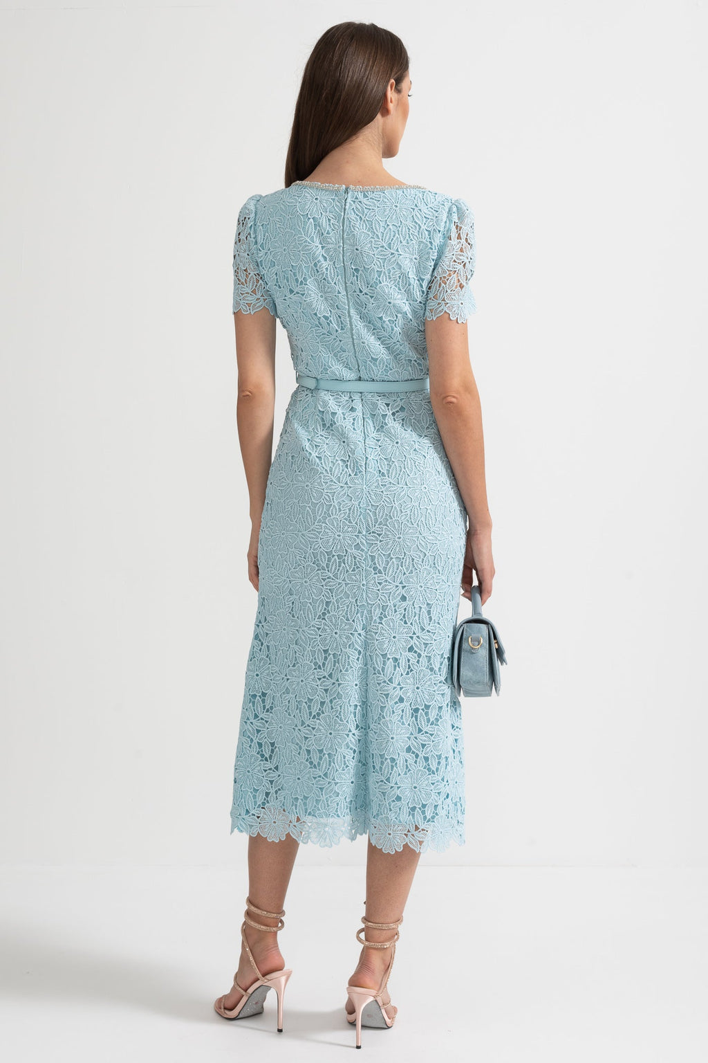 Azucena | Sky Blue Lace Midi Dress