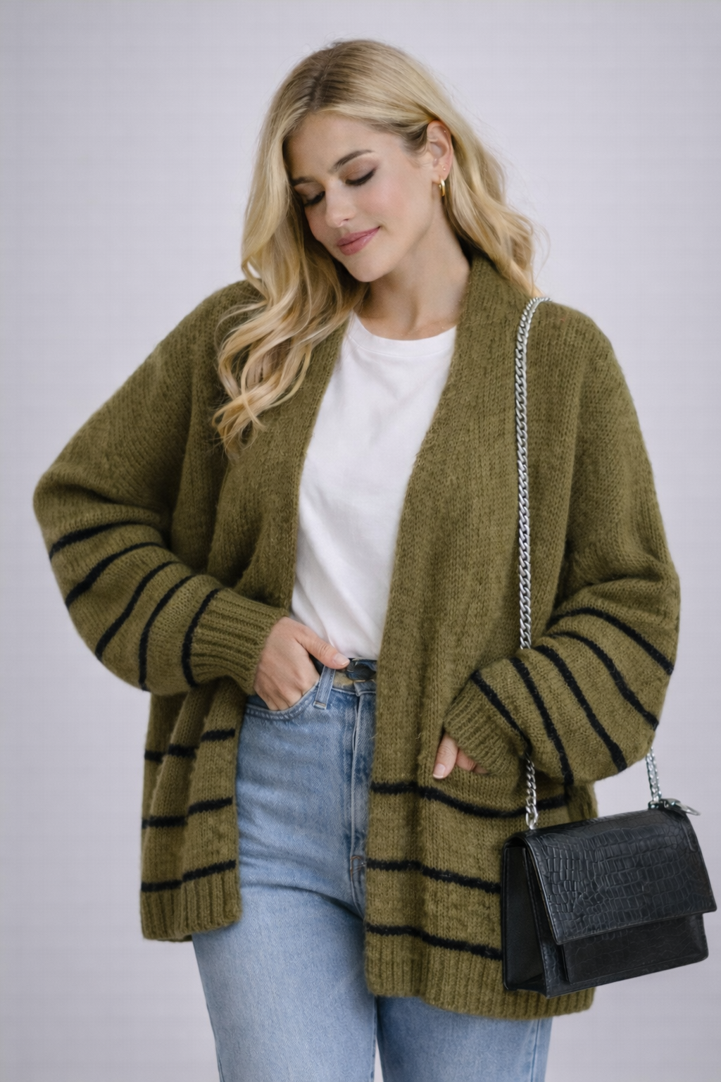 Martina | Oversized striped cardigan with voluminous sleeves