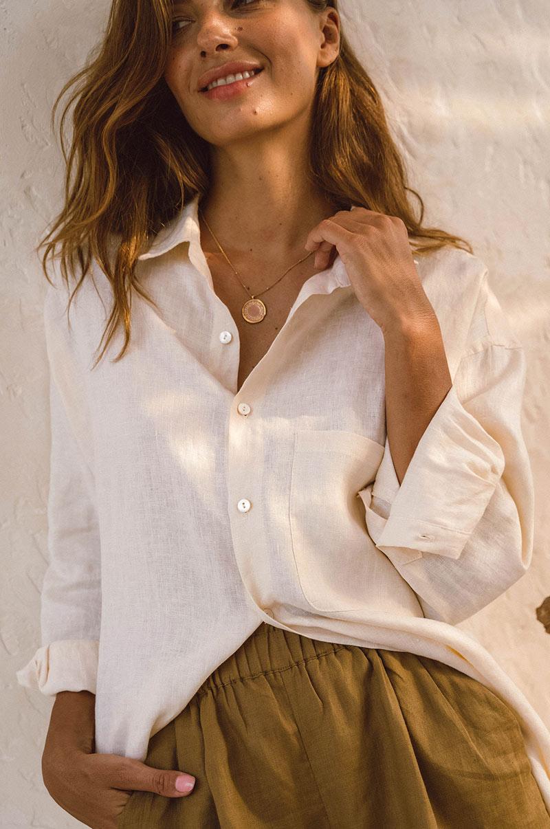Alina | Summer Shirt Dress - Coconut