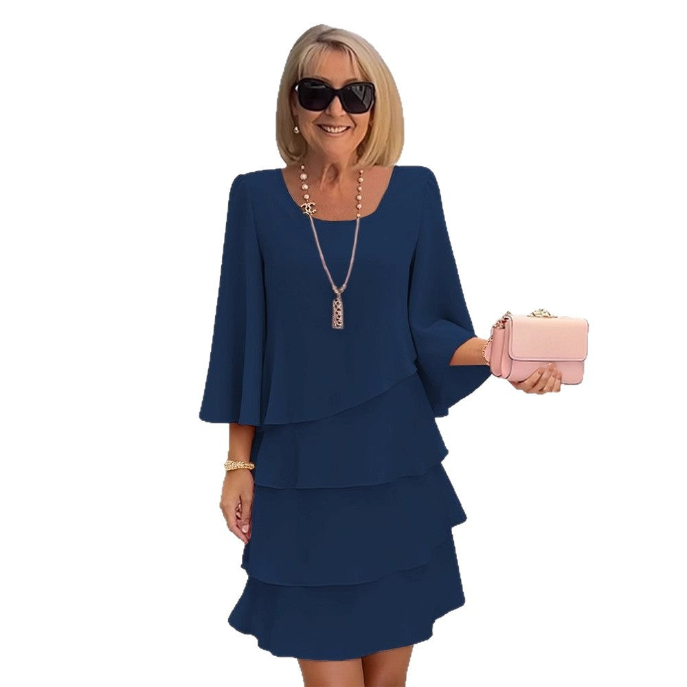 Maria | Elegante vestido midi con volantes