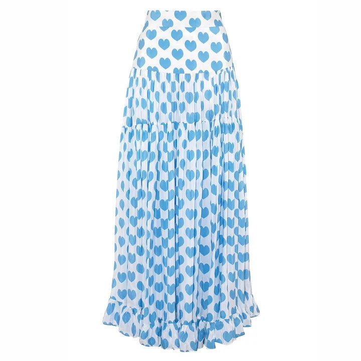 Amore Capri Heart Print Swimsuit and Maxi Skirt Set