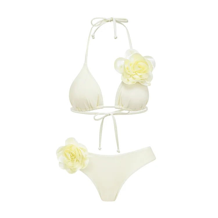 nude floral bikini