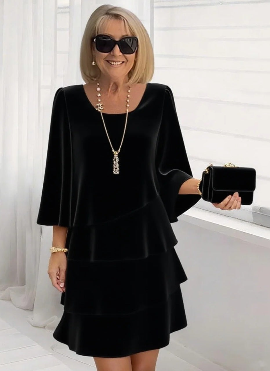 Maria | Elegante vestido midi con volantes