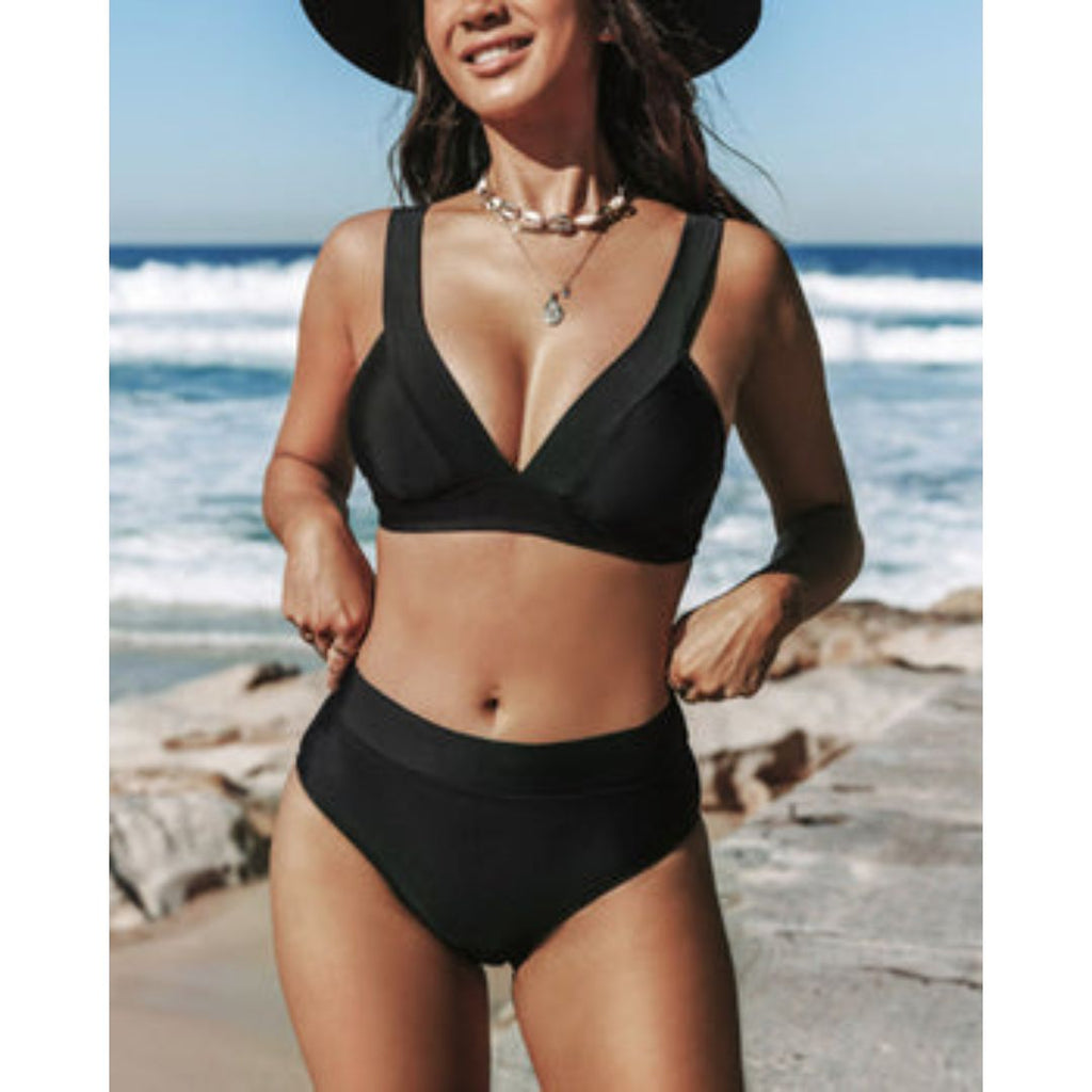 Hilde | High-waisted plain swimsuit