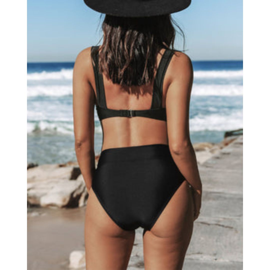 Hilde | High-waisted plain swimsuit