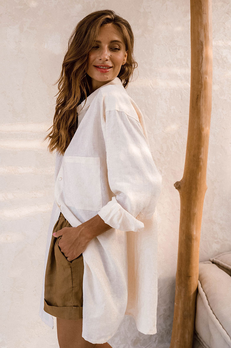 Alina | Summer Shirt Dress - Coconut