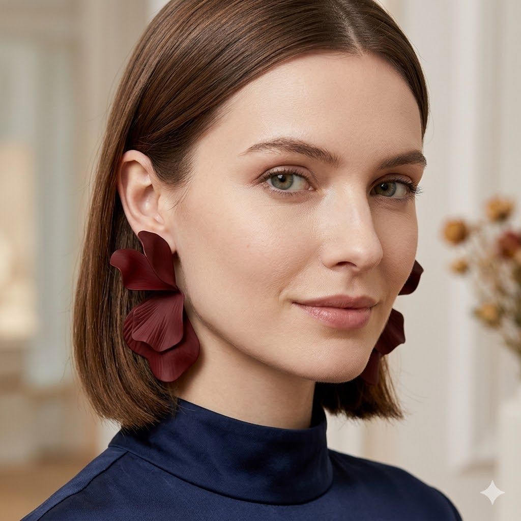 Pendientes Flor Burgundy Bloom