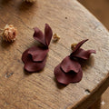 Burgundy Bloom Flower Earrings