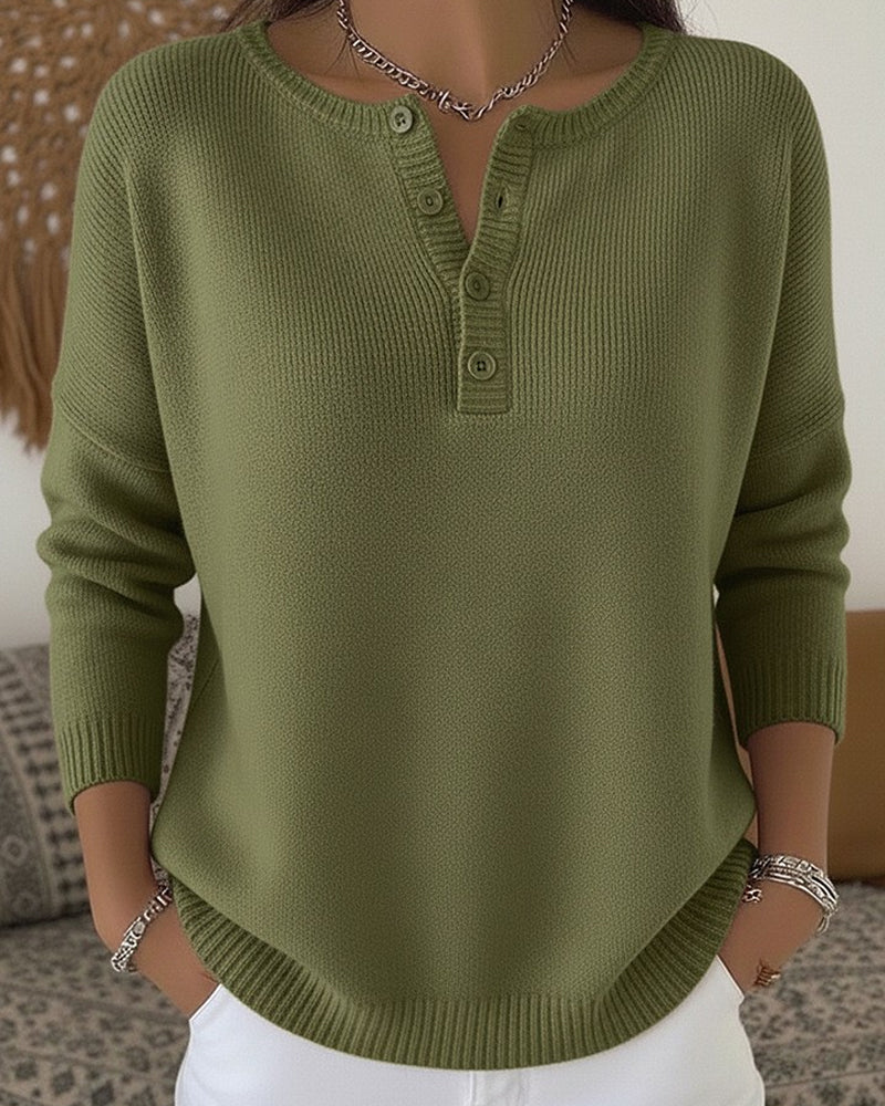 Helena™ | Suéter de Punto Henley con Botones