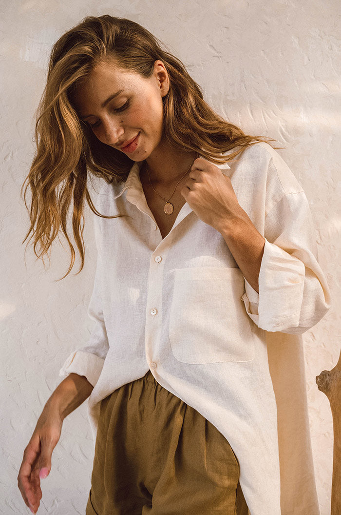 Alina | Summer Shirt Dress - Coconut