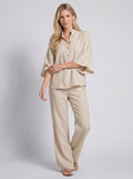 Mariel | Cotton and linen-look set with batwing sleeves and wide-leg pants