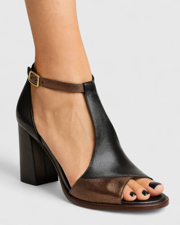Sara | Open-Toe Ankle Strap Block Heels