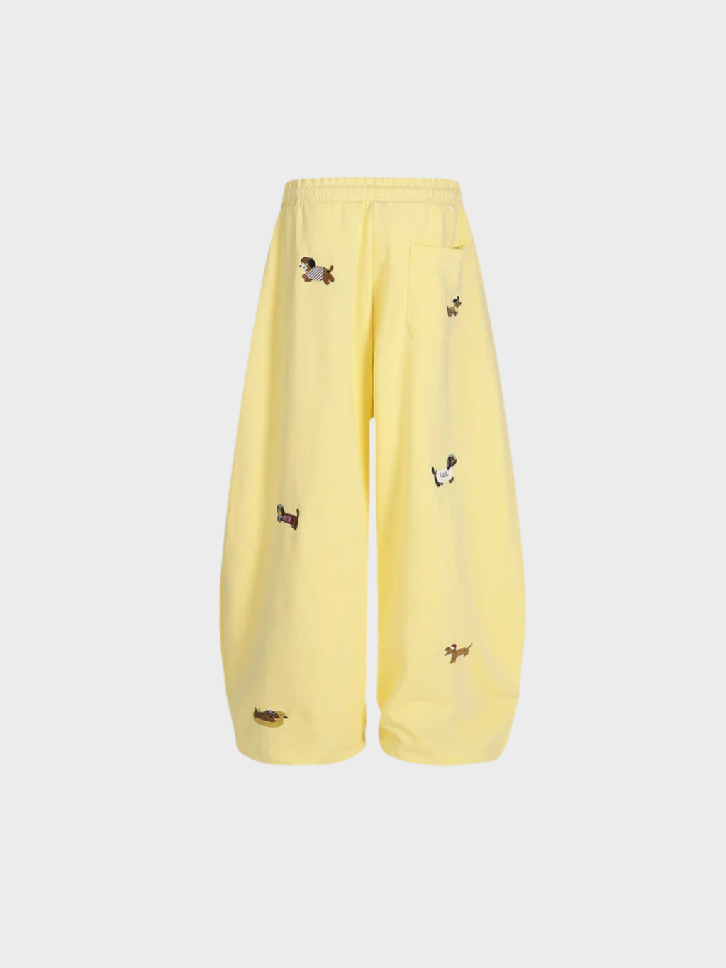 Carol | Barrel joggers with embroidered dogs