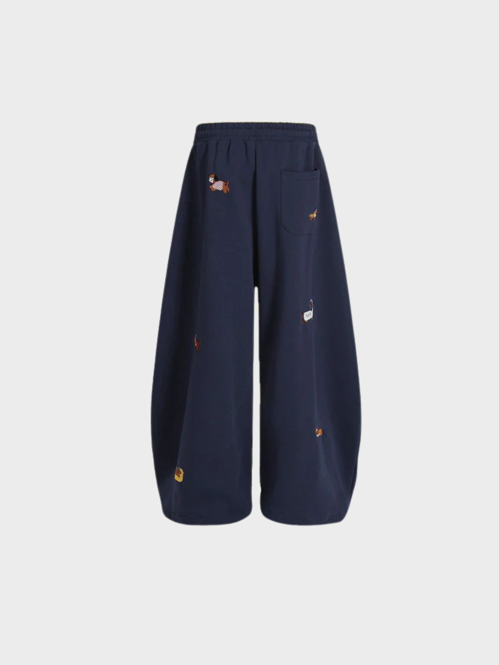 Carol | Barrel joggers with embroidered dogs