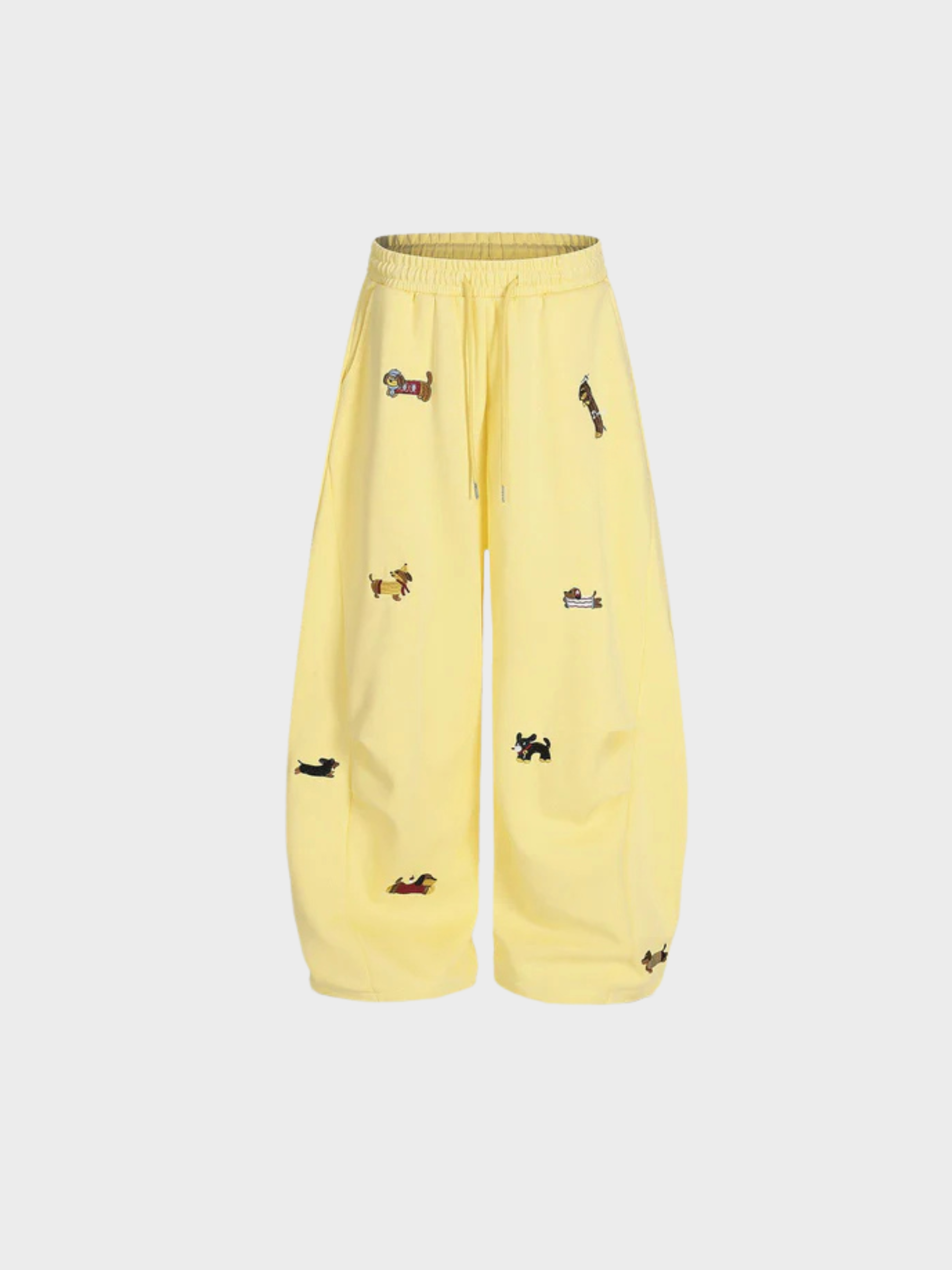 Carol | Barrel joggers with embroidered dogs