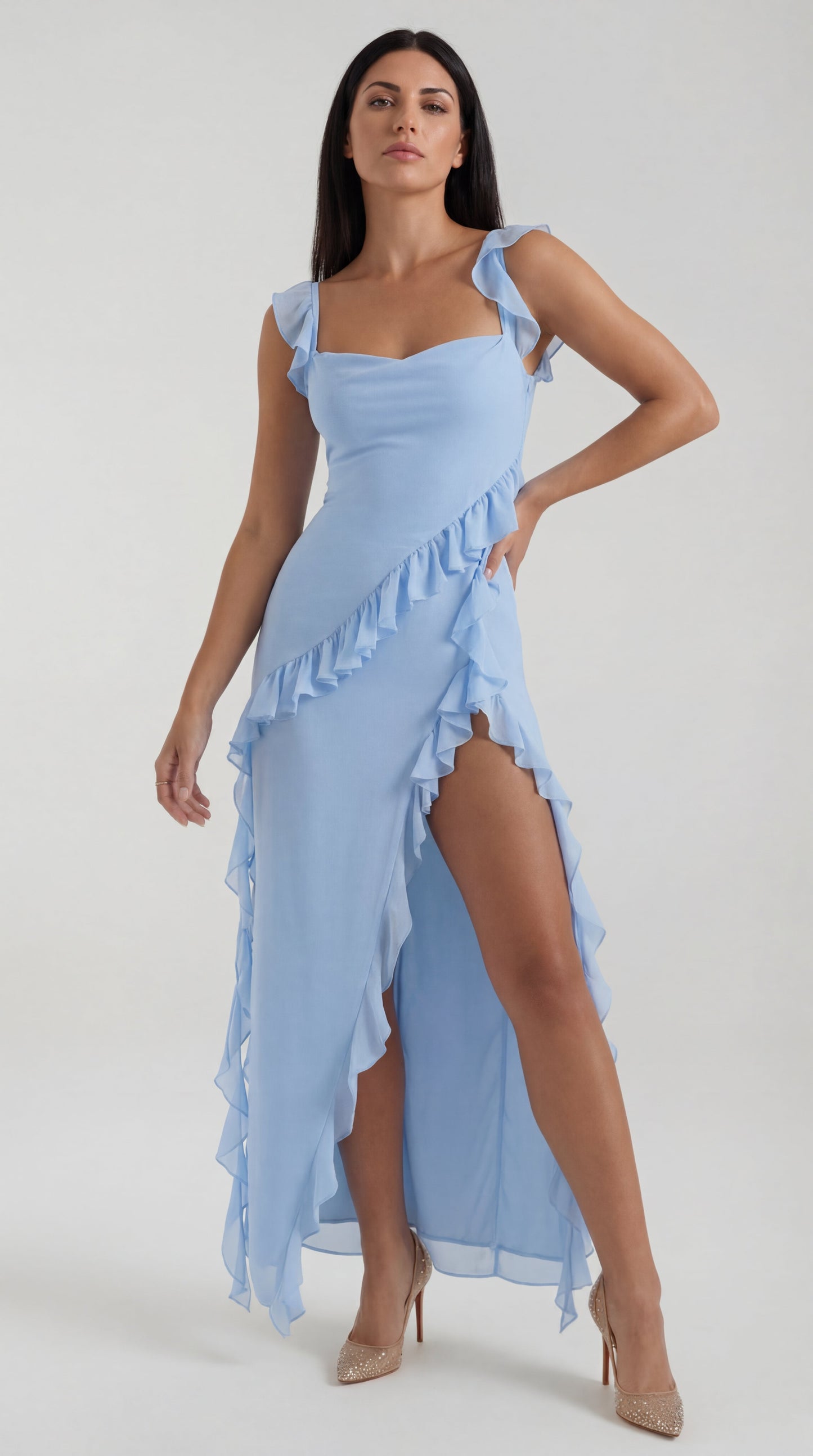 Susan | Vestido largo con volantes