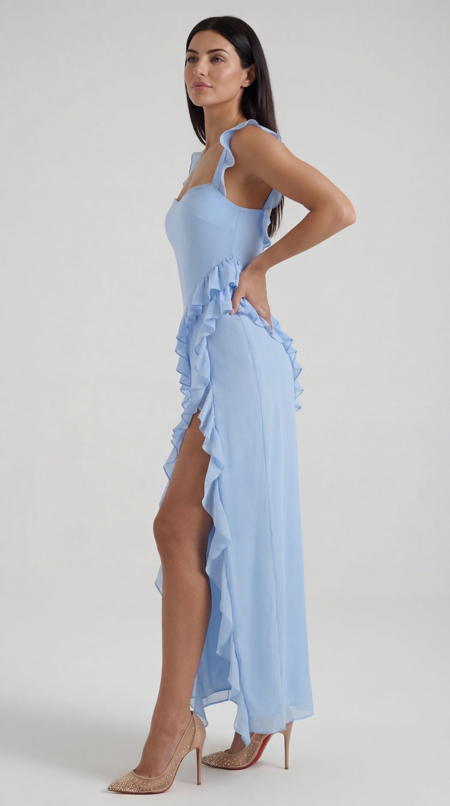 Susan | Vestido largo con volantes