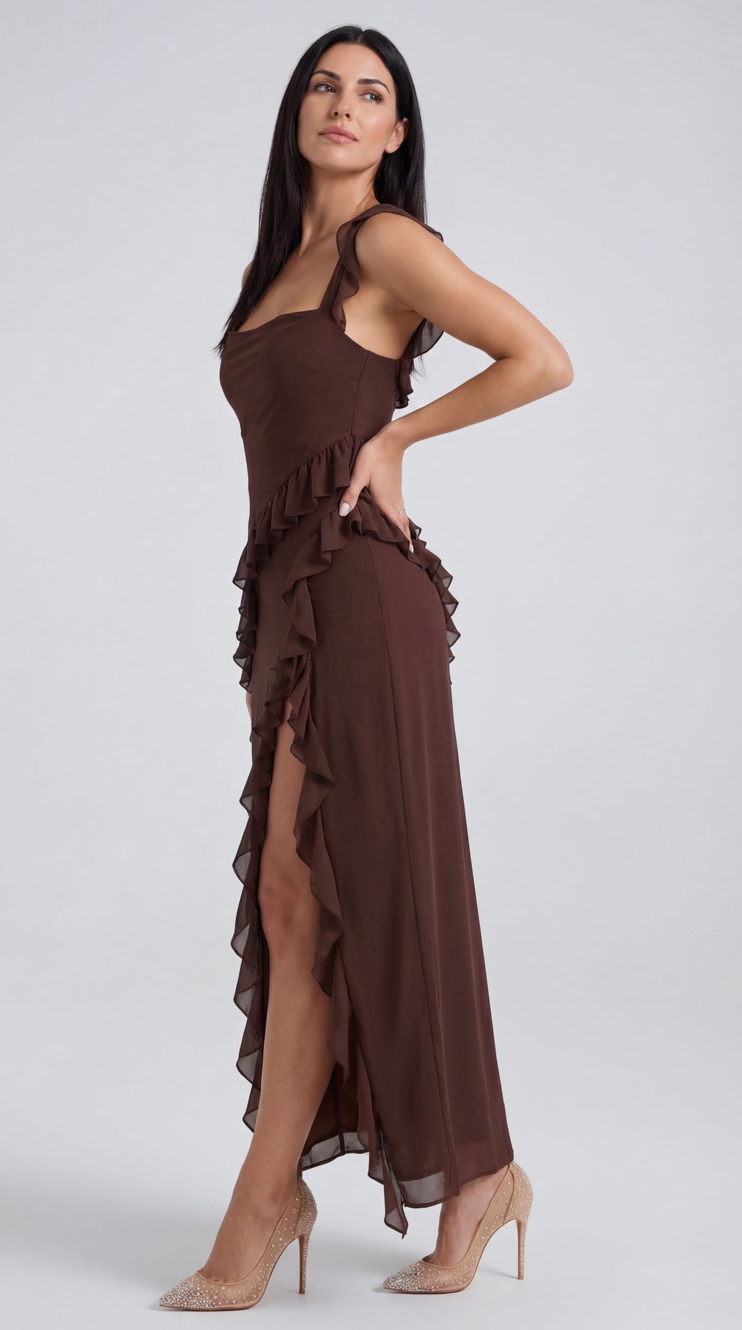 Susan | Vestido largo con volantes