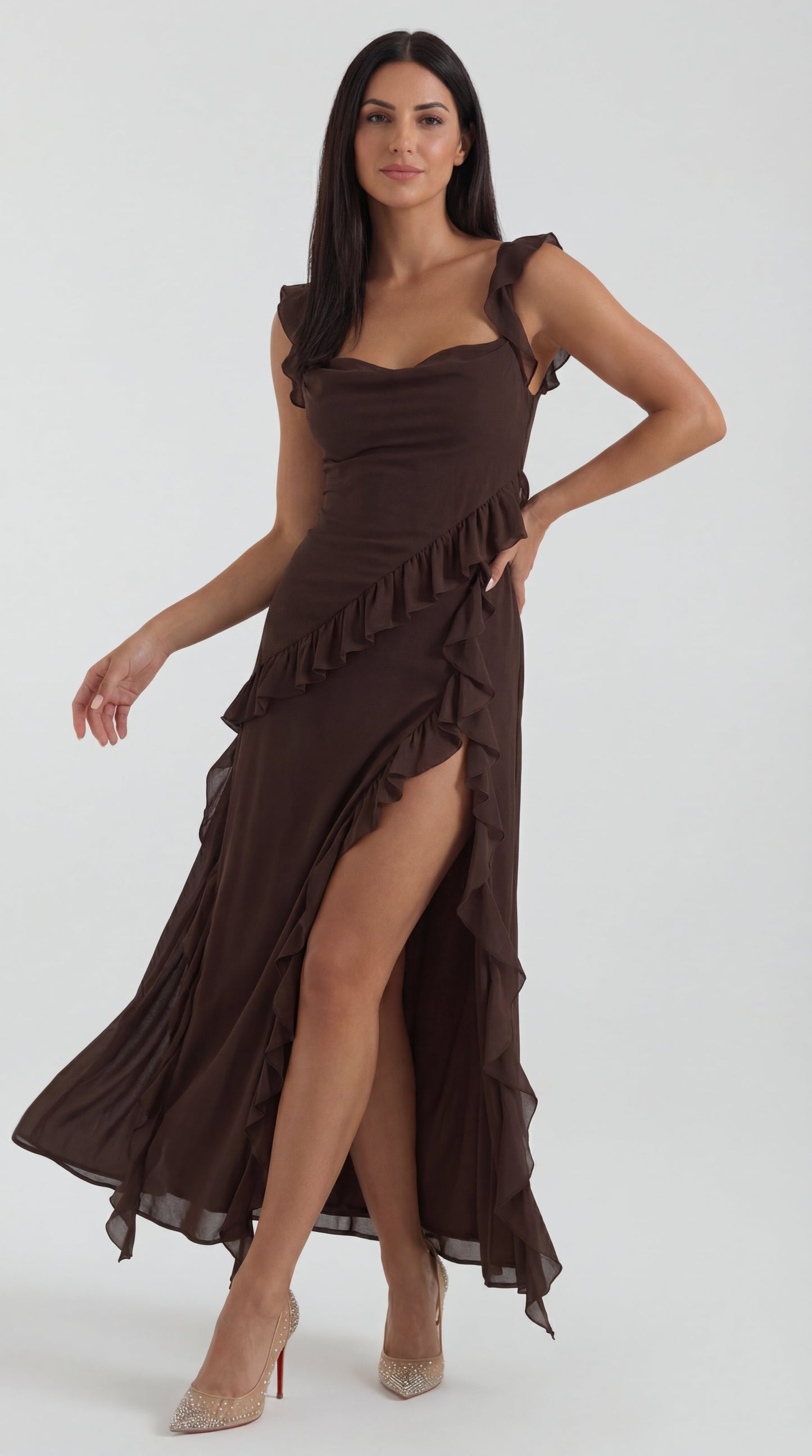 Susan | Vestido largo con volantes