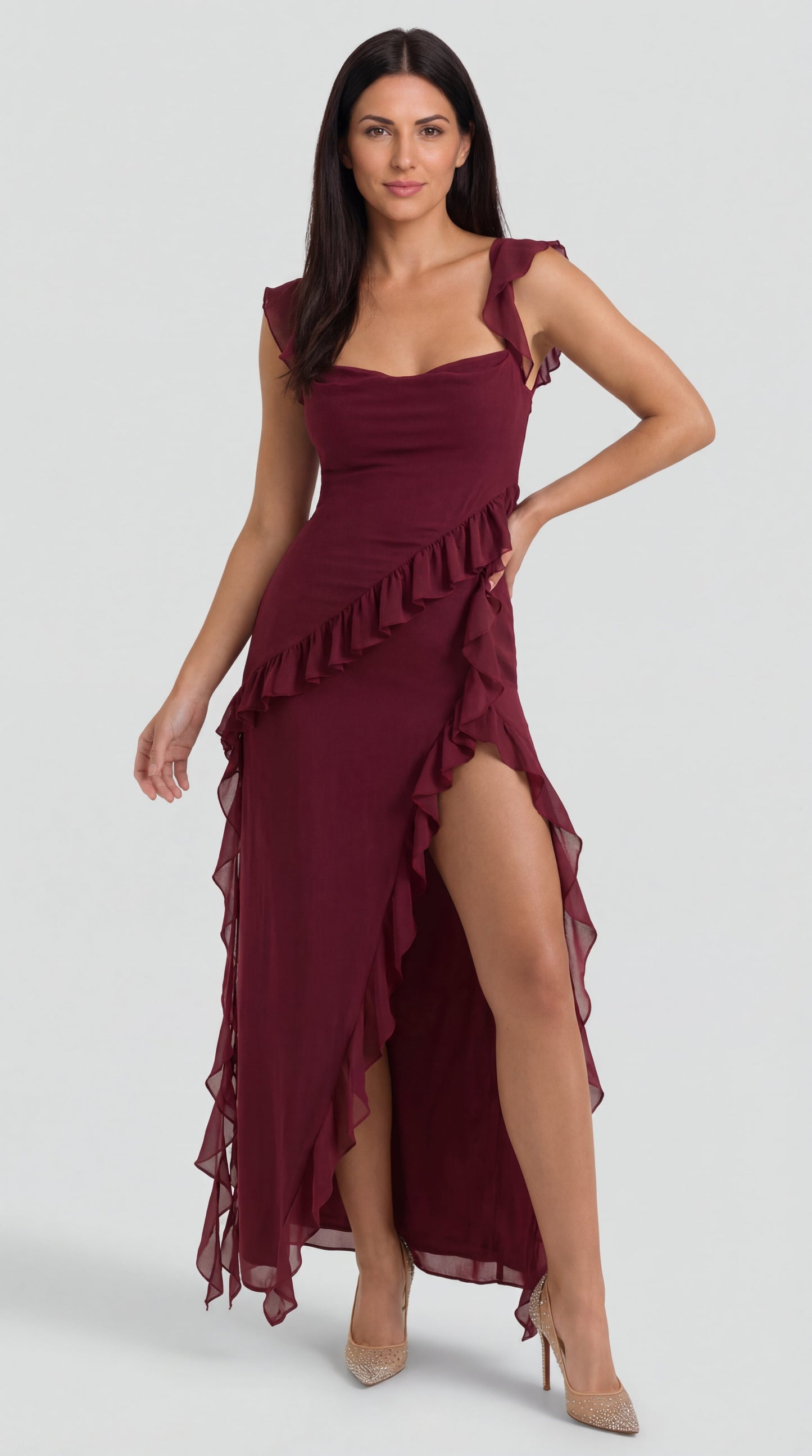 Susan | Vestido largo con volantes