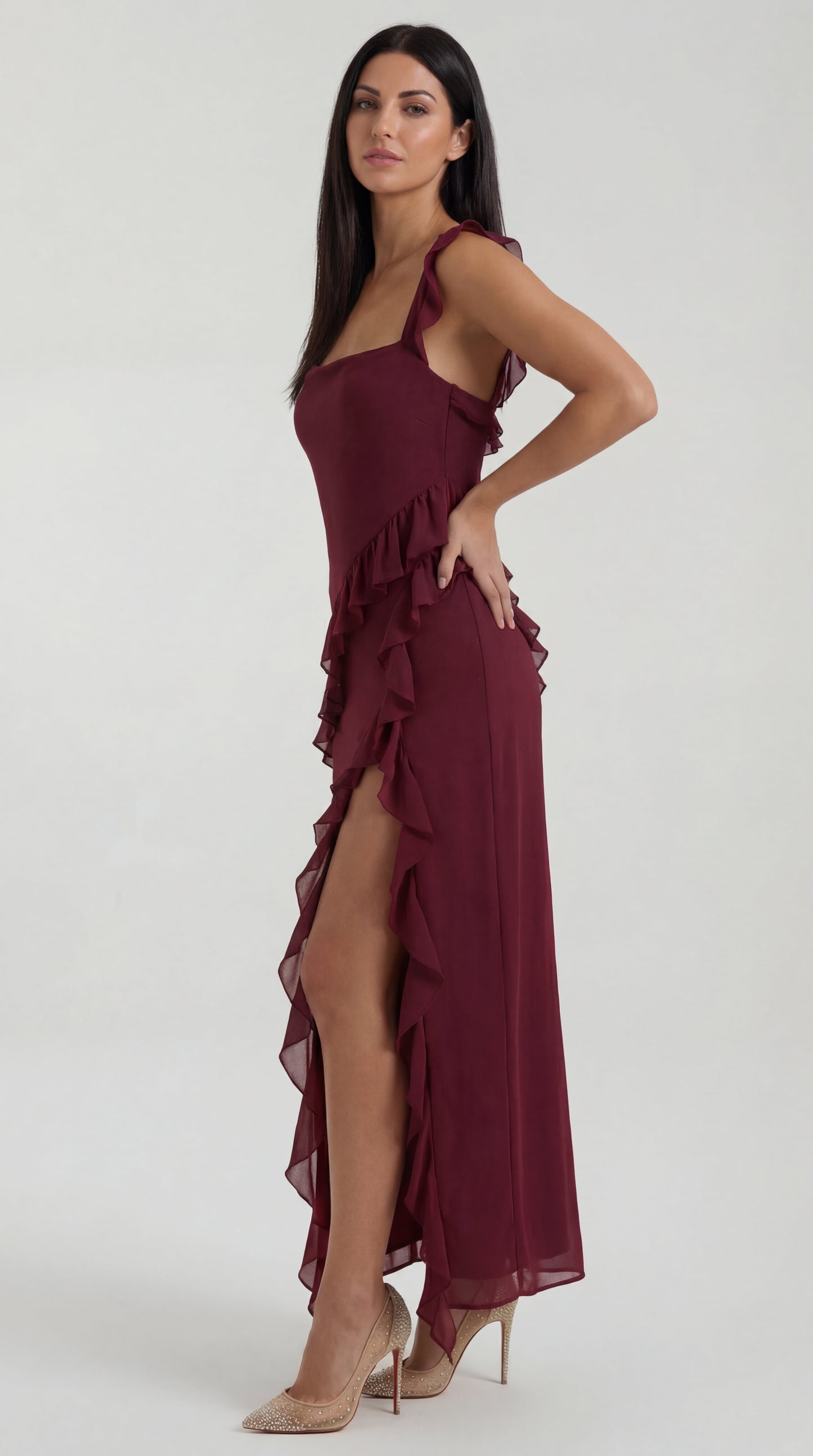 Susan | Vestido largo con volantes
